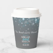ブルーグレーの泡カスタムウェディング 紙コップ (正面)
