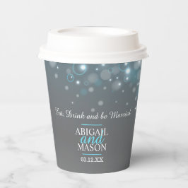 ブルーグレーの泡カスタムウェディング 紙コップ