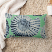 ブルーグレーの螺線形の貝殻の海緑 ランバークッション (ブランケット)