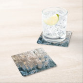 ブルーグレーの装飾抽象芸術アートワーク スクエアペーパーコースター (インサイチュ)