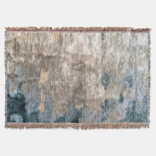 ブルーグレーの装飾抽象芸術アートワーク スローブランケット (正面)