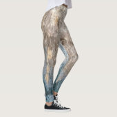 ブルーグレーの装飾抽象芸術アートワーク レギンス (右)