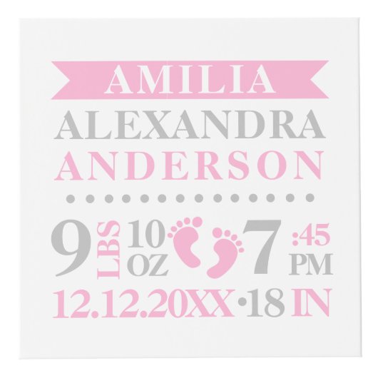 ブルーグレーの誕生Statsの女の赤ちゃんの記念品の写真 フォトキューブ (正面)