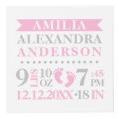 ブルーグレーの誕生Statsの女の赤ちゃんの記念品の写真 フォトキューブ (正面)