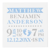 ブルーグレーの誕生Statsの男の赤ちゃんの記念品の写真 フォトキューブ (正面)