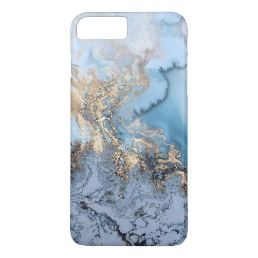 ブルーグレーの金ゴールドのモダンな大理石の質やっとそこに Case-Mate iPhoneケース (裏面)
