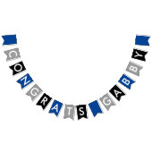 ブルーグレーの黒のお祝い バンティングフラッグ (全)