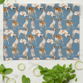 ブルーグレーのRedtickのCoonhounds キッチンタオル (折り畳み)