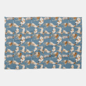 ブルーグレーのRedtickのCoonhounds キッチンタオル (横)