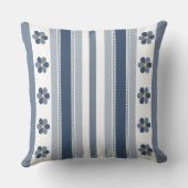 ブルーグレーはっきりしたストライプフローラ クッション (裏面)