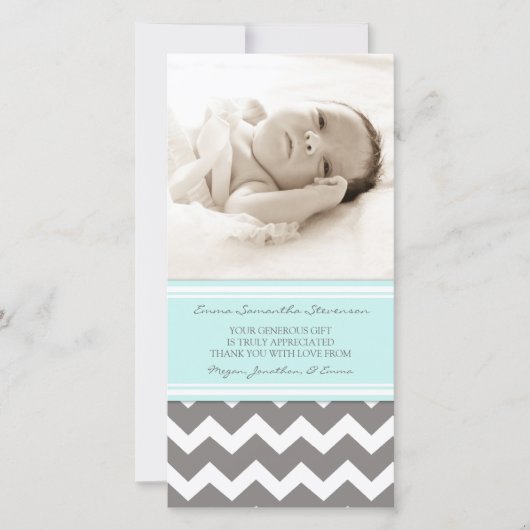 ブルーグレーはベビーシャワーの写真カード感謝していしています サンキューカード (正面)