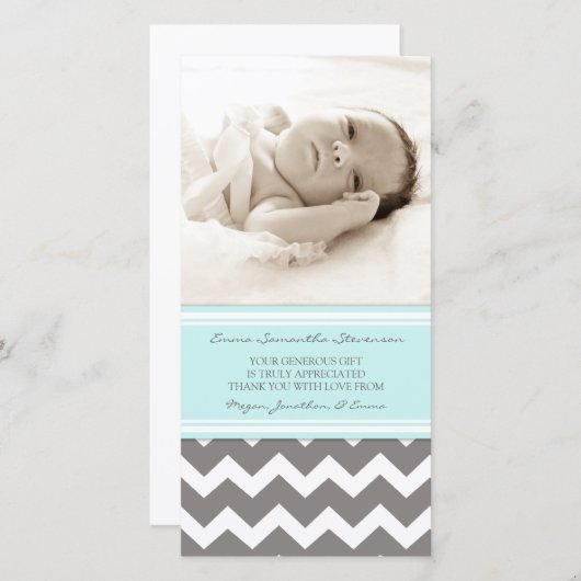 ブルーグレーはベビーシャワーの写真カード感謝していしています サンキューカード (正面/裏面)