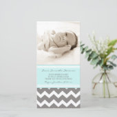 ブルーグレーはベビーシャワーの写真カード感謝していしています サンキューカード (スタンド正面)