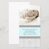 ブルーグレーはベビーシャワーの写真カード感謝していしています サンキューカード (正面/裏面)