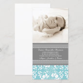 ブルーグレーはベビーシャワーの写真カード感謝していしています サンキューカード (正面/裏面)