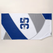 ブルーグレーまたはANY色バレーボパーソナライズされたール ビーチタオル (正面)