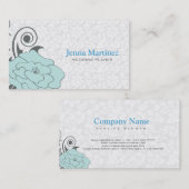 ブルーグレーアンドホワイトフローラデザイン 名刺 (正面/裏面)