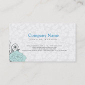 ブルーグレーアンドホワイトフローラデザイン 名刺 (裏面)