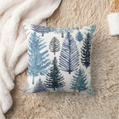 ブルーグレーウィンターパインツリーズホリデイ装飾用クッション クッション (ブランケット)