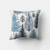 ブルーグレーウィンターパインツリーズホリデイ装飾用クッション クッション (裏面)