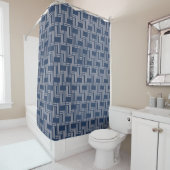 ブルーグレーウィーブパターン日本のスタイル シャワーカーテン (インサイチュ)
