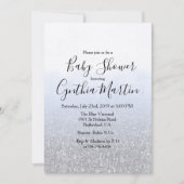 ブルーグレーウォーターカラーベビーシャワー招待状 招待状 (正面)