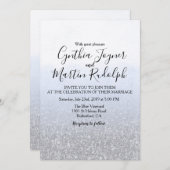 ブルーグレーウォーターカラー結婚式招待状 招待状 (正面/裏面)