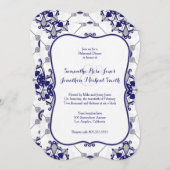 ブルーグレーエレガントメダリオンリハーサルディナー 招待状 (正面/裏面)