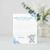 ブルーグレーエレファントシャワー新しい親のアドバイスカード (スタンド正面)