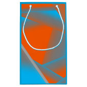 ブルーグレーオレンジグラデーション幾何学的抽象芸術アート スモールペーパーバッグ (裏面)