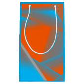 ブルーグレーオレンジグラデーション幾何学的抽象芸術アート スモールペーパーバッグ (正面)