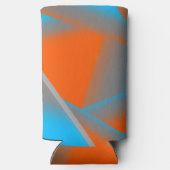 ブルーグレーオレンジグラデーション幾何学的抽象芸術アート スリム缶クーラー (裏面)