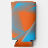 ブルーグレーオレンジグラデーション幾何学的抽象芸術アート スリム缶クーラー (正面)