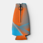 ブルーグレーオレンジグラデーション幾何学的抽象芸術アート ボトルクーラー (裏面)