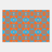 ブルーグレーオレンジグラデーション幾何学的抽象芸術アート ラッピングペーパーシート (正面)