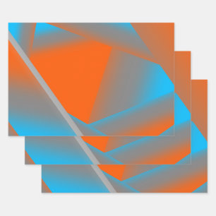 ブルーグレーオレンジグラデーション幾何学的抽象芸術アート ラッピングペーパーシート