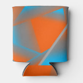 ブルーグレーオレンジグラデーション幾何学的抽象芸術アート 缶クーラー (正面)