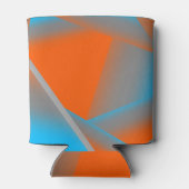 ブルーグレーオレンジグラデーション幾何学的抽象芸術アート 缶クーラー (裏面)