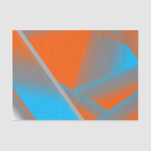 ブルーグレーオレンジグラデーション幾何学的抽象芸術アート 薄葉紙 (正面)