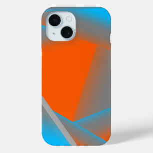 ブルーグレーオレンジグラデーション幾何学的抽象芸術アート iPhone 15ケース