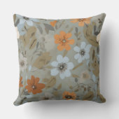 ブルーグレーオレンジブラウンモダンフローラ クッション (裏面)