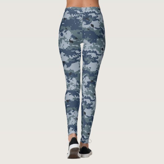ブルーグレーカモフラージュ女性のレギンス レギンス (裏面)