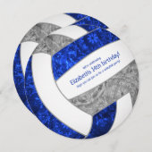 ブルーグレーガーリーバレーボール誕生日パーティー 案内状 (正面/裏面)