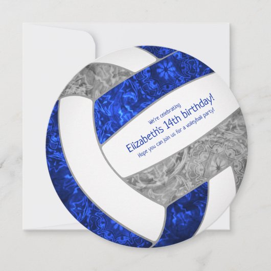 ブルーグレーガーリーバレーボール誕生日パーティー 案内状 (正面)