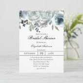 ブルーグレーグリーンエレガントフローラ水カラーブライダル 招待状 (スタンド正面)