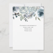 ブルーグレーグリーンエレガントフローラ水カラーブライダル 招待状 (裏面)