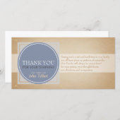 ブルーグレーサークルスクエアラベル悔やみや弔慰ありがとうP サンキューカード (正面/裏面)