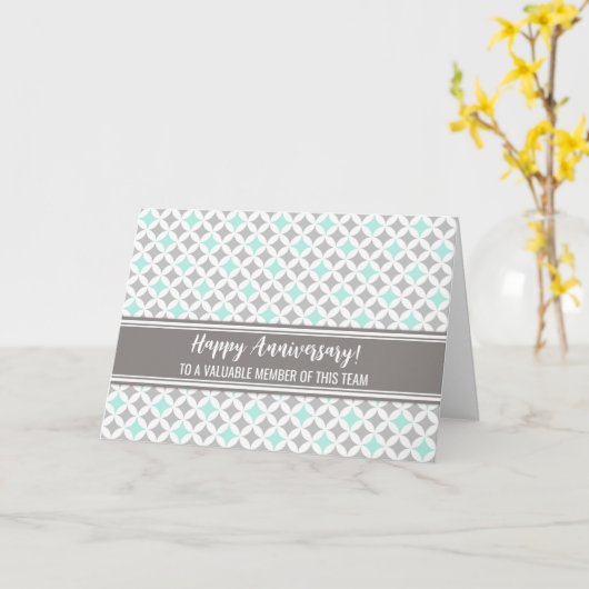 ブルーグレーサークル従業員記念日カード カード (黄色い花)