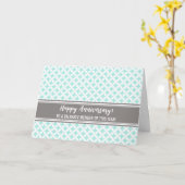 ブルーグレーサークル従業員記念日カード カード (黄色い花)