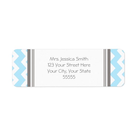 ブルーグレーシェブロンカスタム差出人住所ラベル ラベル (正面)